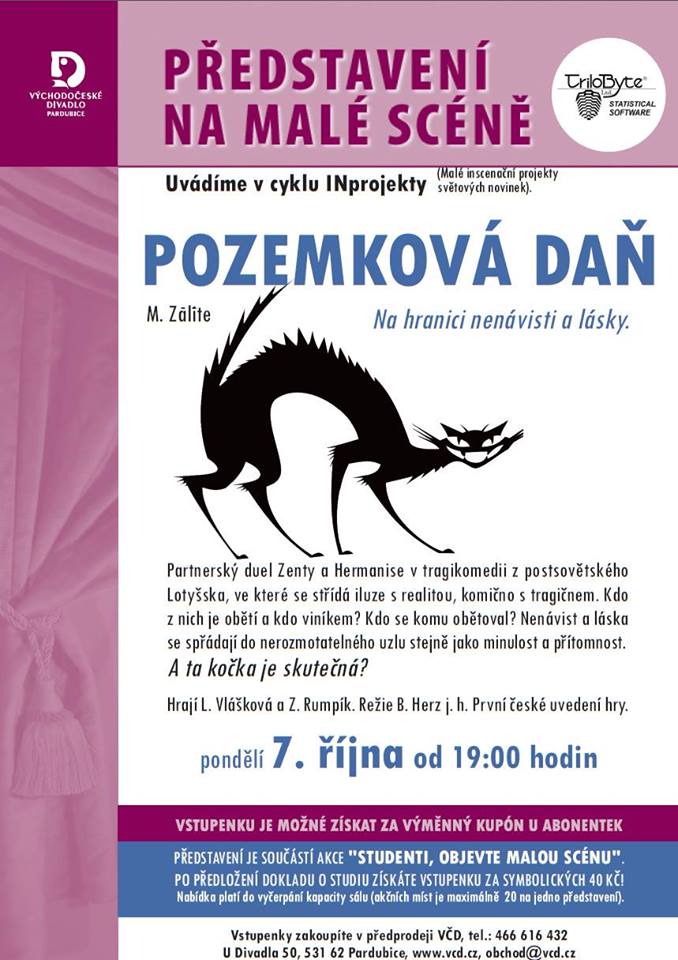 Pardubičtí herci na Malé scéně vyměří Pozemkovou daň