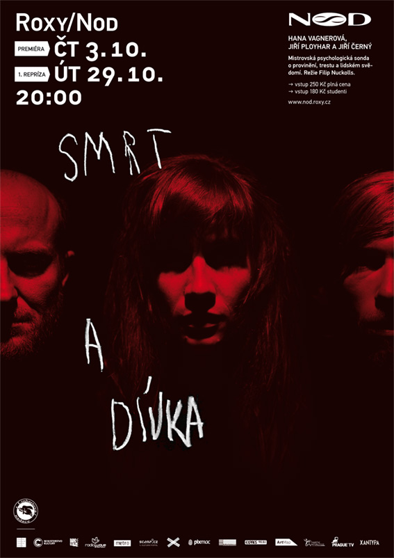 Hana Vagnerová, Jiří Černý a Jiří Ployhar v hlavních rolích inscenace Smrt a dívka o otázkách viny, trestu a lidském svědomí