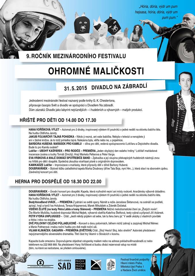 Festival Ohromné maličkosti dnes zaplní Divadlo Na zábradlí