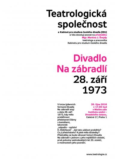 Říjnová přednáška Teatrologické společnosti