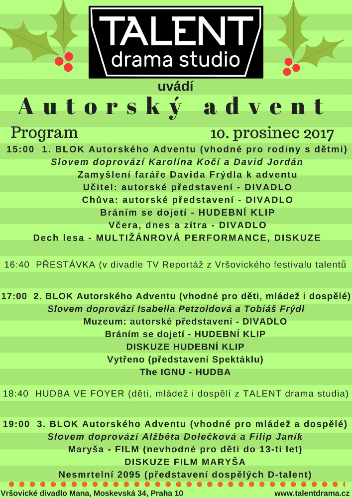 Autorský advent ve Vršovickém divadle Mana