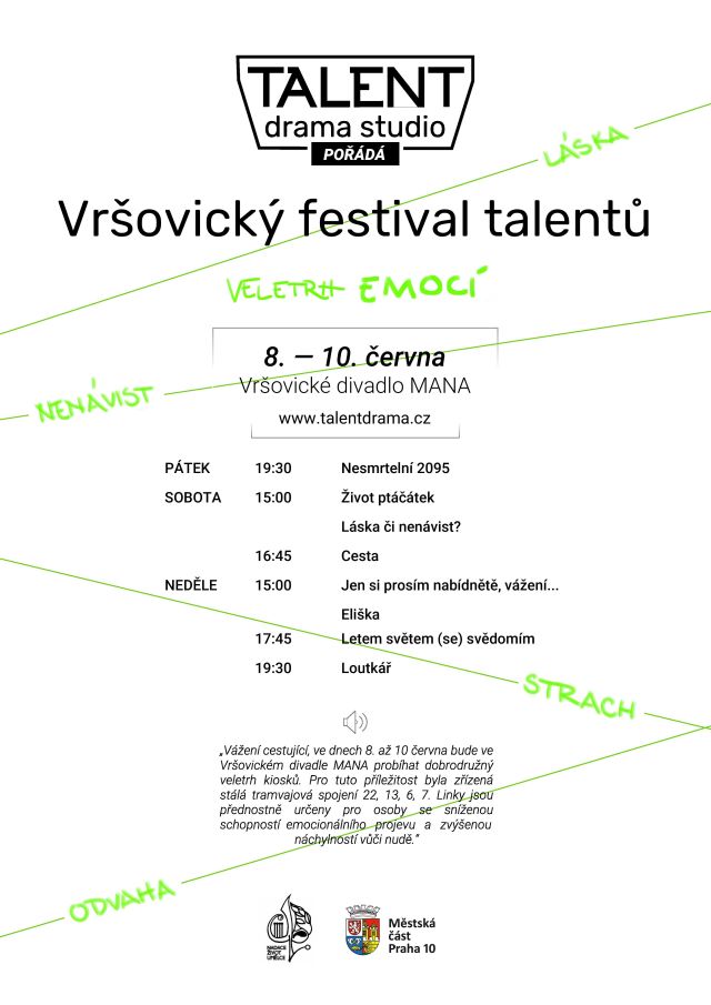 9. ročník Vršovického festivalu talentů – Divadelní defilé paradigmat existenciální filozofie