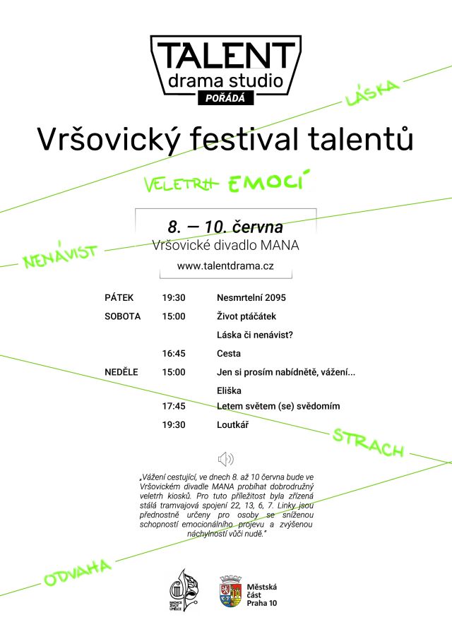 9. ročník Vršovického festivalu talentů – Divadelní defilé paradigmat existenciální filozofie