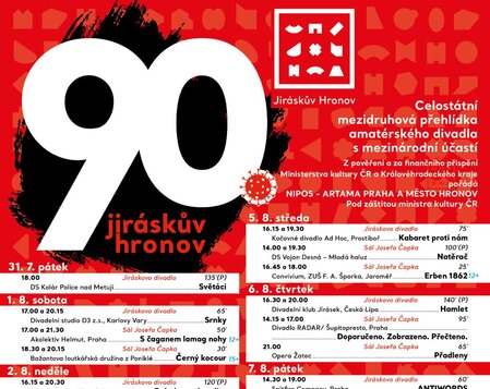 Festival Jiráskův Hronov nabídne asi 80 představení