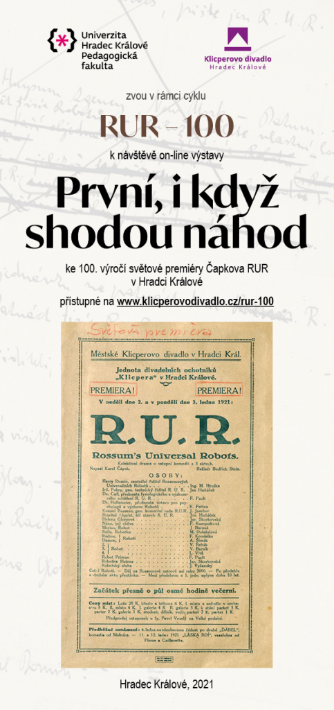 Klicperovo divadlo: pozvánka na online výstavu První, i když shodou náhod – výstava ke 100. výročí světové premiéry RUR v Hradci Králové