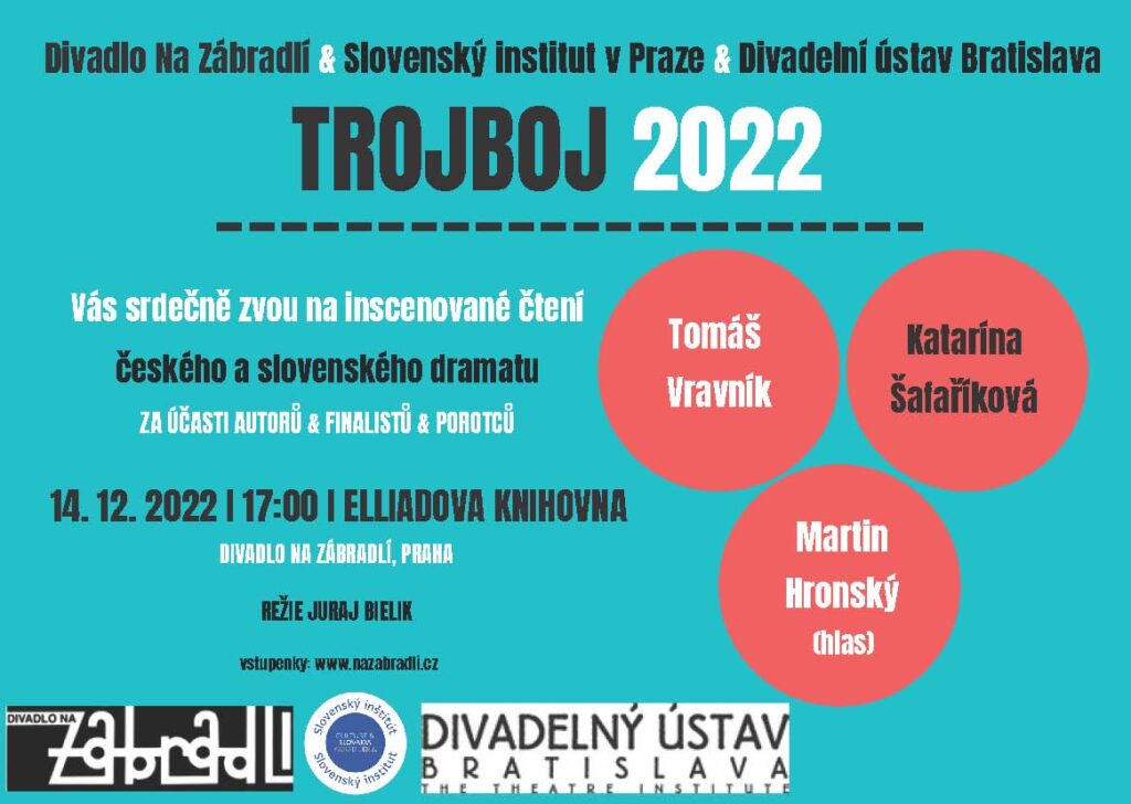 TROJBOJ 2022: Inscenované čítanie finálových textov súťaže DRÁMA 2021 o najlepší pôvodný dramatický text v slovenskom a českom jazyku