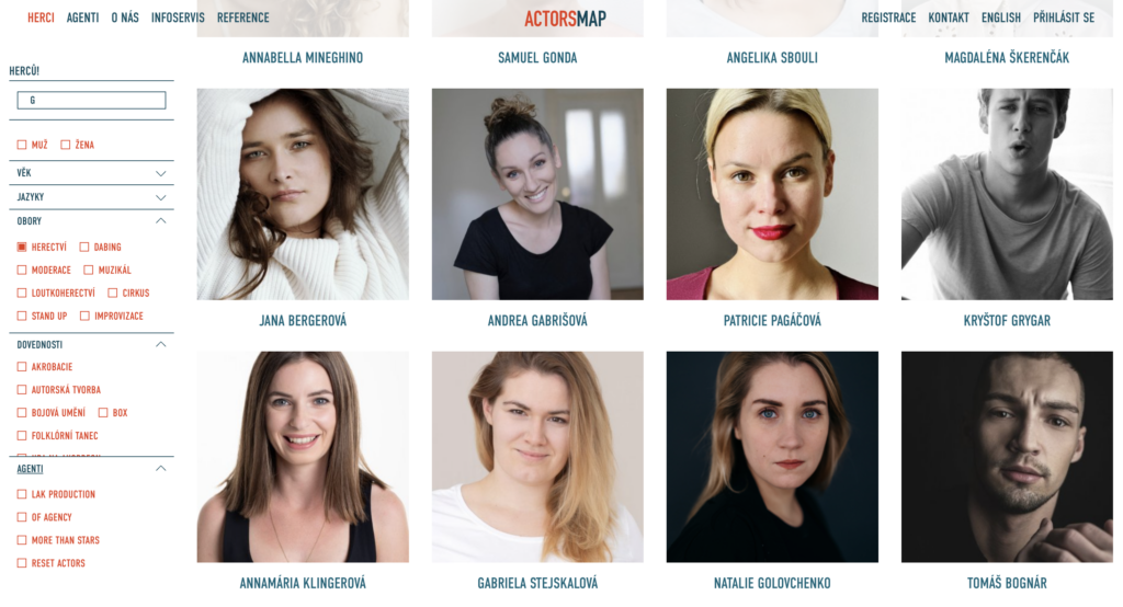 Unikátní herecká databáze ACTORSMAP spouští vylepšené webové stránky