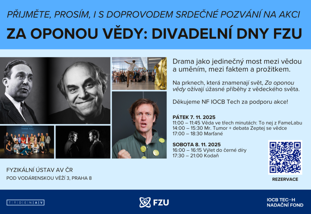 Co se skrývá za oponou vědy? Fyzikální ústav zve na divadelní dny
